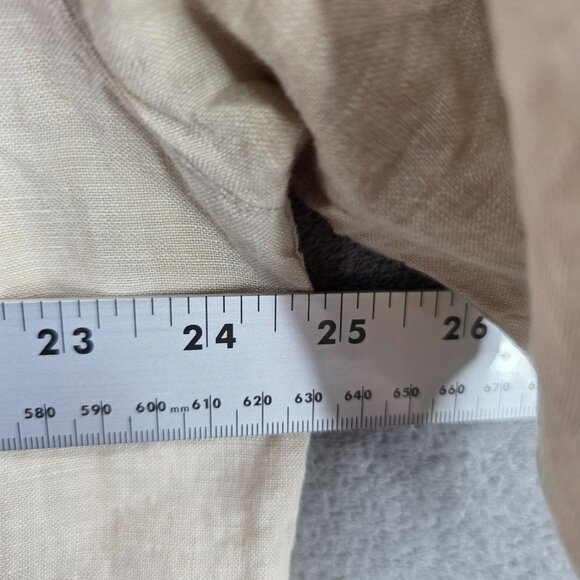 Mens Pronto Uomo Beige Striped Shirt 100% Linen Button Up Short Sleeve Size XL - Picture 5 of 7